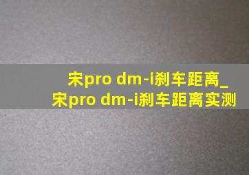 宋pro dm-i刹车距离_宋pro dm-i刹车距离实测